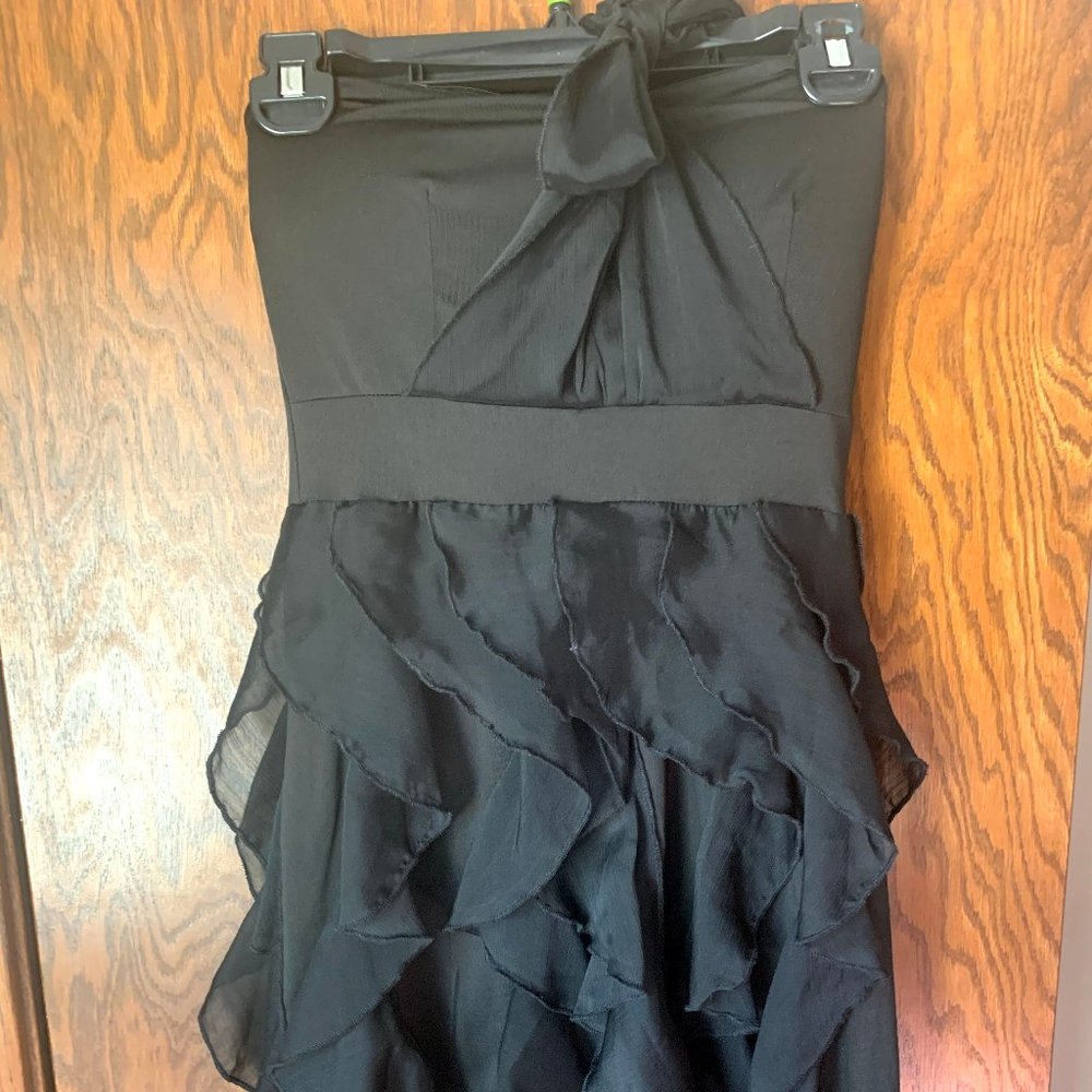 One-Shoulder Black Ruffle Dress